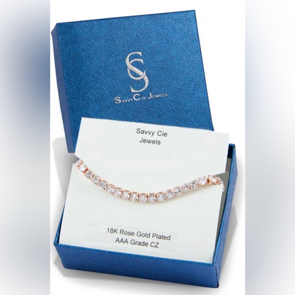 Savvy Cie Jewels CZ Tennis Bracelet (Rose Gold) - Picture 1 of 6
